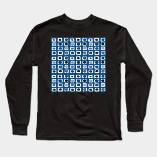 Pattern from white circles and rectangles on blue Long Sleeve T-Shirt